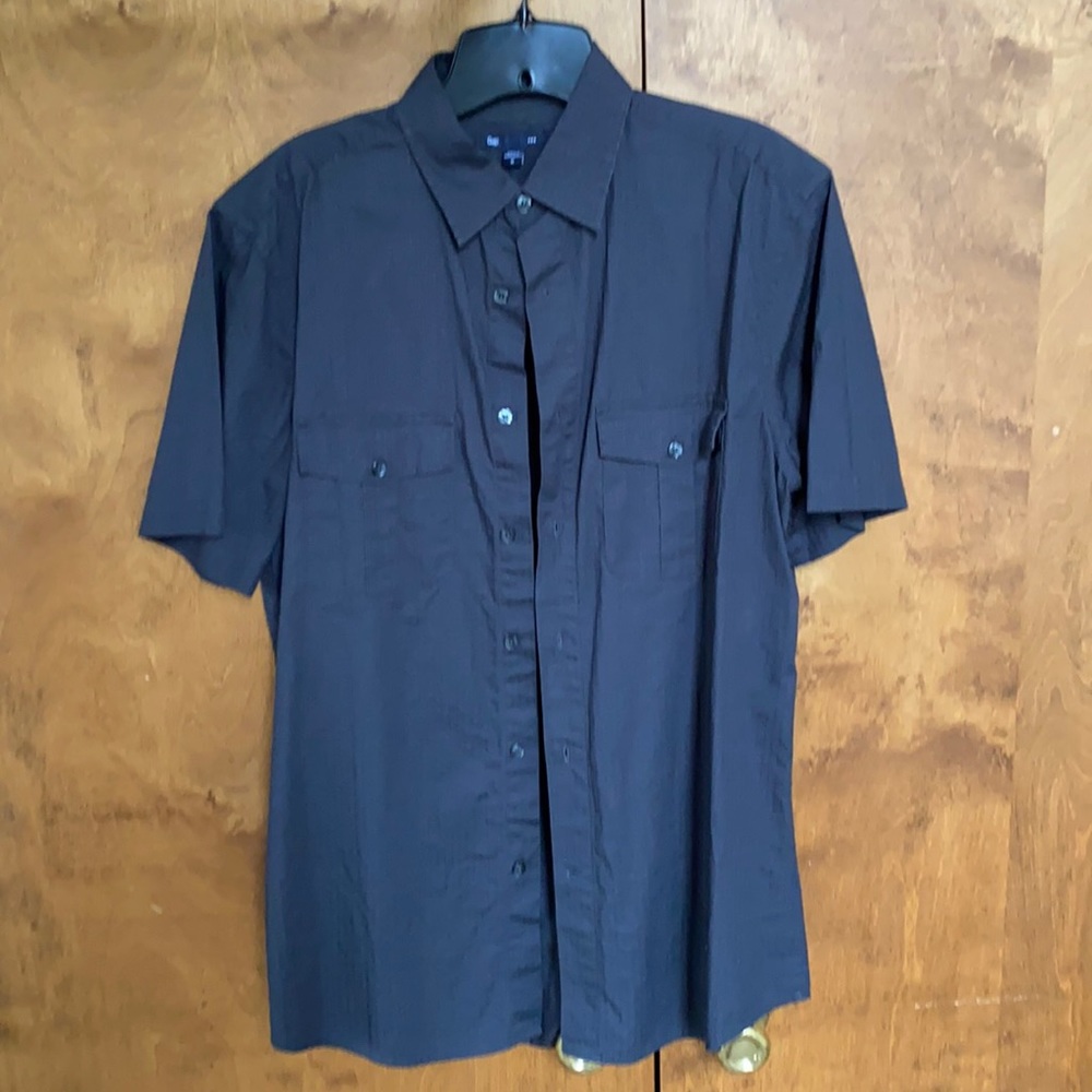 Mens Short Sleeve Double-Pocket Button Down